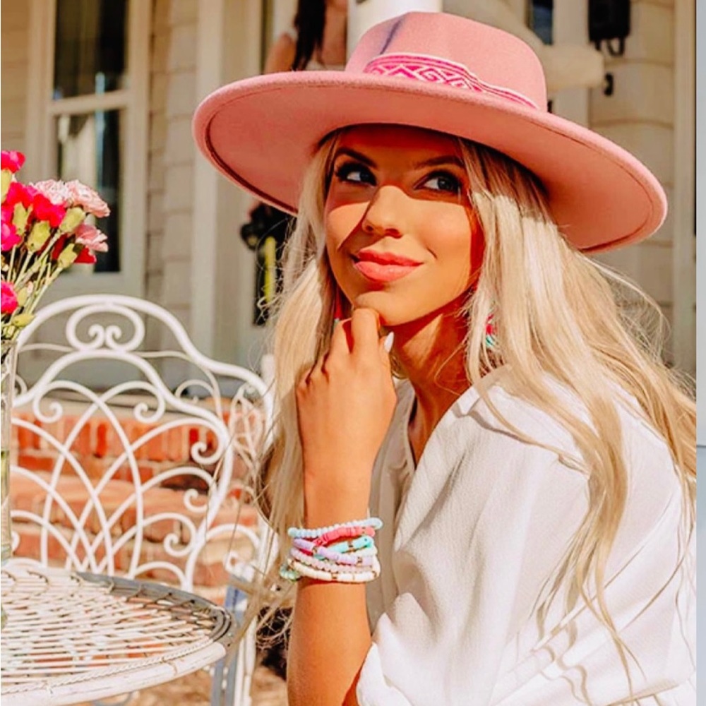 Boho Pretty in Pink Wide Brim Hat